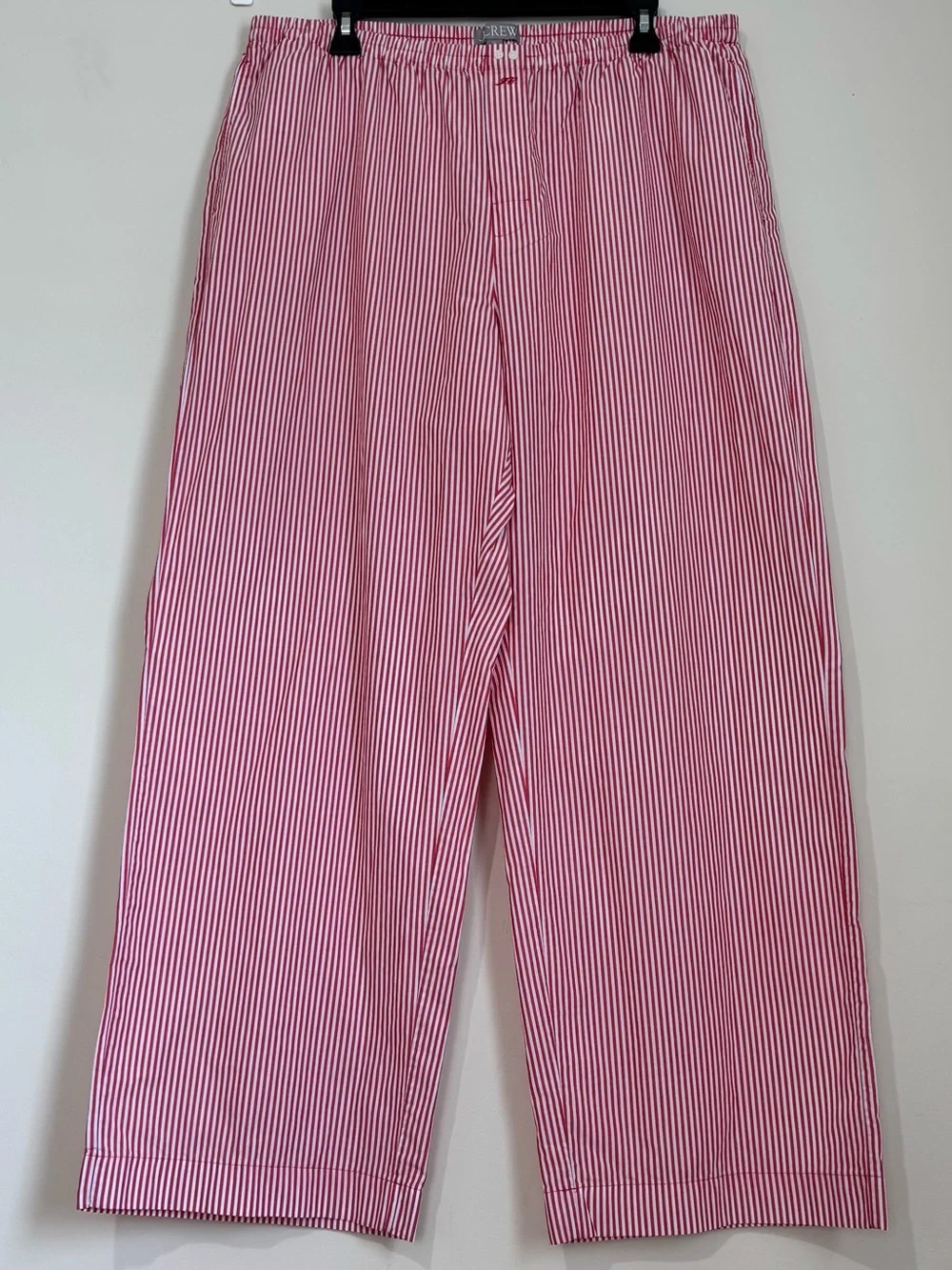 J.Crew Men's XL Red & White Striped Straight Leg Relaxed Pull On Lounge Pants